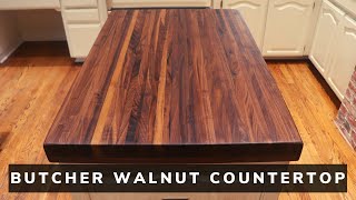 How I made a Butcher Style Walnut Countertop  kitchen island top  Woodworking [upl. by Annaoj]