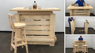 Bar o Barra de Madera Muy Bonito y Facil de Hacer  Tutorial de Carpintería [upl. by Dygert]