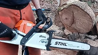 STIHL MS 400 C chainsaw HUSQVARNA XCUT C83 chain BUCKING AND BLOCKING 20quot BAR [upl. by Antonie]