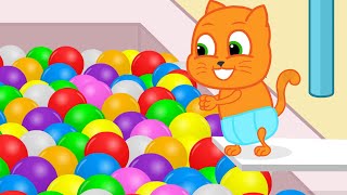 Cats Family in English  Ball Jumping Competition Cartoon for Kids [upl. by Rosse812]