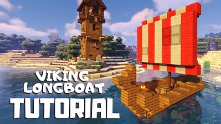 Minecraft How to Build a Viking Longboat Snowy Viking Village Tutorial [upl. by Aurthur]