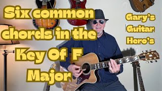 How To Play 6 Basic Beginner Chords in the Key Of F Major  Acoustic Guitar Lesson [upl. by Ferino]