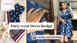 How to Design amp style All over prints  Beautiful open frock Cutting amp stitching 🧵 [upl. by Enicul]