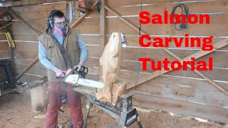 Salmon Chainsaw carving tutorial [upl. by Orna]