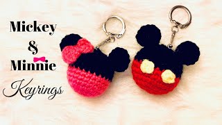 Crochet Mickey  Crochet Minnie  Amigurumi Keyrings  Crochet Tutorial [upl. by Lyrehs923]