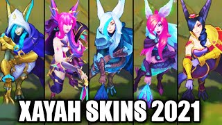 All Xayah Skins Spotlight League of Legends [upl. by Nade354]