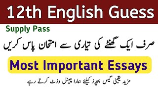 2nd year English most important essays 2024  12th Class 2nd annual exam guess paper 2024 [upl. by Lindsy]