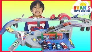 Tomica World Highway Busy Drive with Disney Cars Toys [upl. by Spiros]