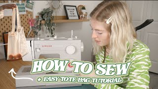 How to Sew for Beginners  How to use a Sewing Machine  Sew an Easy Tote Bag  SEW WITH ME [upl. by Aiynat]