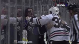 John Scott vs Kevin Westgarth Nov 27 2010  Chicago feed [upl. by Kieryt]