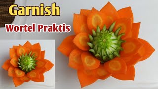 GARNISH BUNGA WORTEL HIASAN TUMPENG SEDERHANA DAN CANTIK CARROT FLOWER GARNISH CARVING [upl. by Ahsiekam]