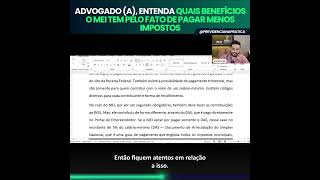 Advogado a entenda quais benefícios o MEI tem pelo fato de pagar menos os impostos shorts [upl. by Ayad]