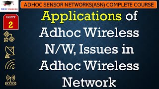 L2 Applications of Adhoc Wireless NW Issues in Adhoc Wireless Network  ASN Lectures in Hindi [upl. by Erialc558]