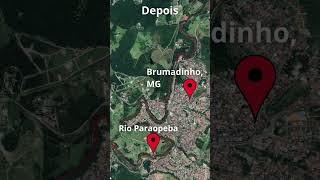 Brumadinho  MG rompimento da barragem visto no Google Earth Antes e depois [upl. by Rieth764]