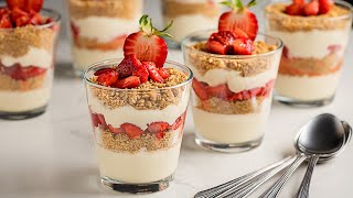 No Bake Strawberry Cheesecake Cups [upl. by Toll882]