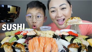 SUSHI Aburi amp Nigiri Sushi Salmon Sashimi amp Shrimp Tempura Mukbang  NE Lets Eat [upl. by Crysta925]