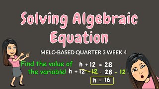 SOLVING ALGEBRAIC EQUATIONS  GRADE 6 [upl. by Huei]