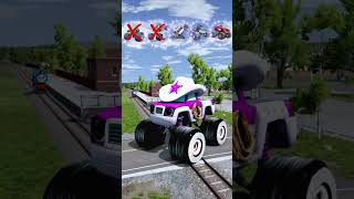 Big and Small Strange Cars VS Train Blaze amp the Monster Machines  BeamNGdrive [upl. by Atisusej641]