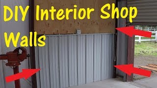 DIY Corrugated Metal And Plywood Interior Walls for Metal Building  Workshop [upl. by Comptom66]