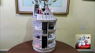 DIY Rotating CosmeticMakeup Organizer With My Own Idea Rotating Base Without Stick [upl. by Breed]