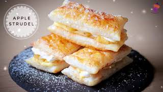 Apple Strudel  Custard Cream Filled Apple Pastry  Crispy Sweet Puffs [upl. by Maitund]