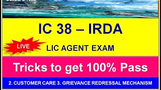 IC38 IRDA 2025 LIFE HEALTH GENERAL INSURANCE AGENT EXAM CUSTOMER CARE GRIEVANCE REDRESSAL MECHANISM [upl. by Nnateragram]