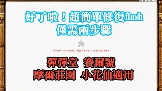 【2023新版flash通用教學】彈彈堂 賽爾號 摩爾莊園 小花仙皆適用 好了啦！超簡單修復flash 僅需兩步驟 [upl. by Vaules]