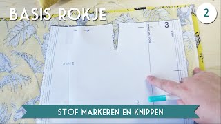 Stof Markeren Naadtoeslag toevoegen en Knippen  Basisrokje deel 2 [upl. by Ylurt600]