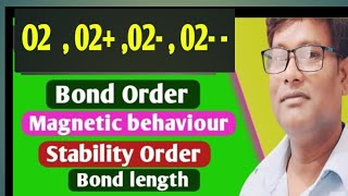 O2  O2 O2 O2   Bond order  Stability  magnetic behaviour  bond lengths [upl. by Etnecniv566]