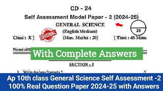 10th class general science Fa2 real question paper and answer 2024Ap 10th self assessment 2 science [upl. by Lytton]