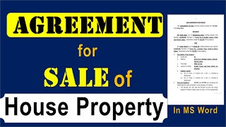 Draft Agreement Contract for Sale and Purchase of House property  contract for selling a house [upl. by Adiaros]