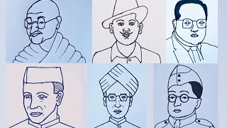 India Freedom fighters drawing from dots easy  Independence day drawing  Republic day drawing [upl. by Aneev]