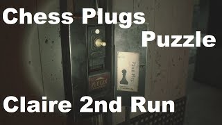 Resident Evil 2 Remake Claire 2nd Run  Chess Plugs Puzzle [upl. by Enayd]