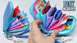 DIY JEANS POUCH WALLET IDEA  Credit Card Holder Zipper Purse Tutorial [upl. by Booth703]