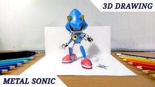 3D Drawing Metal Sonic  Sonic The Hedgehog  Time Lapse [upl. by Thilde]