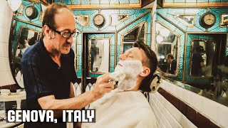 💈Wet Shave In Historic Art Nouveau Barbershop  Antica Barberia Giacalone Genova Italy [upl. by Wildon690]