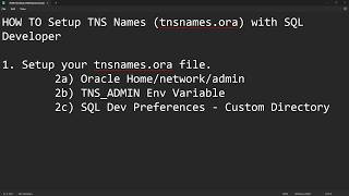 TNS Names tnsnamesora  SQL Developer  Connect to Oracle DB [upl. by Milicent]