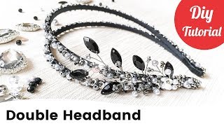 Beaded Bridal Double Hair Headband Tutorial DIY Gift Idea [upl. by Yenatirb856]