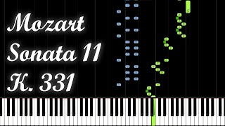 Mozart  Sonata No 11 in A Major K 331 Piano Tutorial Synthesia [upl. by Malin]