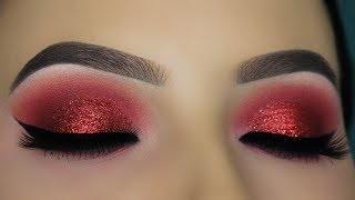 Red Glitter Smokey Eye Tutorial [upl. by Sirtimed152]