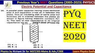 A parallel plate capacitor having cross sectional area A and separation d has air in betw neet2020 [upl. by Norraj]