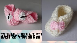 Scarpine neonato uncinetto  Tutorial passo passo  Newborn shoes DIY step by step  Crochet [upl. by Casandra538]