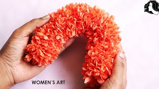 How to string firecracker flower jadai  kanakambaram poo jadai veni kattuvathu eppadi in tamil [upl. by Meghan]