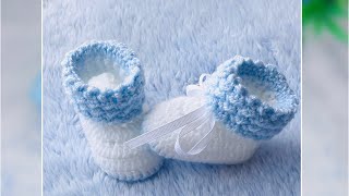 SON PRECIOSOS 🤩 Zapatitos Escarpines Botitas para bebe a crochet SUPER FACIL PATRON DE GANCHILLO [upl. by Latton883]