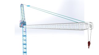 Luffing jib tower crane  The biggest model 3D and FEM on youtube 4Kp60 [upl. by As774]