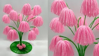 ऊन से गुलदस्ता बनाने का तरीकाDIY EASY WOOLEN FLOWERS GULDASTAWOOLEN FLOWER VASE CRAFT IDEA [upl. by Matheny]