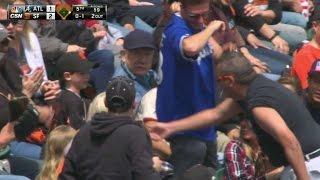 ATLSF Fan catches foul ball gives it to young fan [upl. by Hallam893]