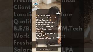 Finastra  TechnicalSupport  Freshers IT hiring job freshers trendingshorts youtubejobsphere [upl. by Karel]