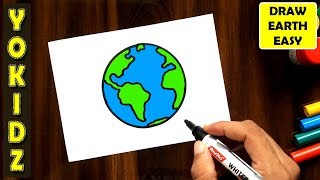 HOW TO DRAW EARTH EASY  how to draw earth for kids [upl. by Atikim]