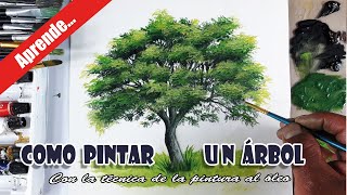 COMO PINTAR UN ÁRBOL FÁCIL paso a paso  Técnica de la pintura al óleo para principiantes [upl. by Redliw]